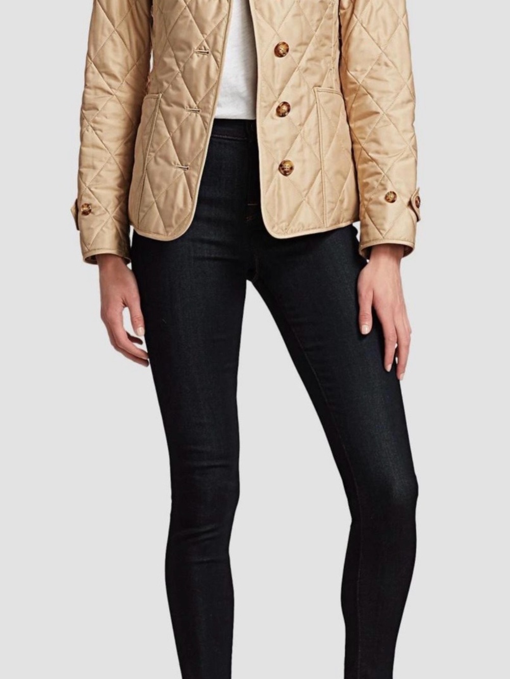 Burberry Quilted Tan Utility Jacket with Button Front